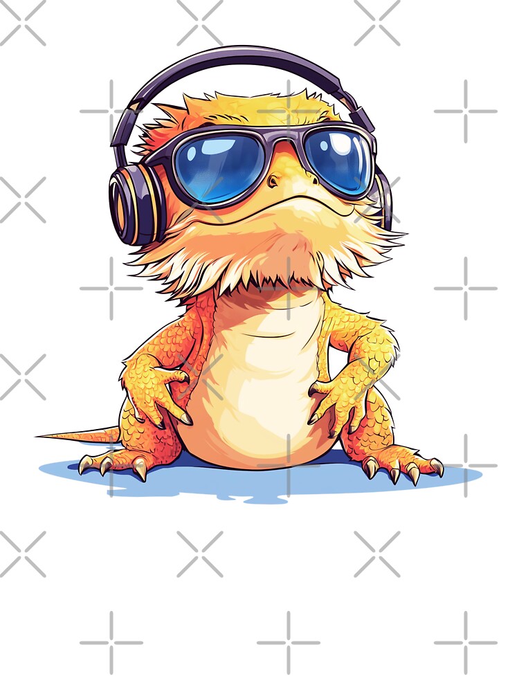 Cool Bearded Dragon Wearing Headphones and Sunglasses by ChaosReigns91 T-Shirts, Hoodie, Sweatshirt (Image 3)