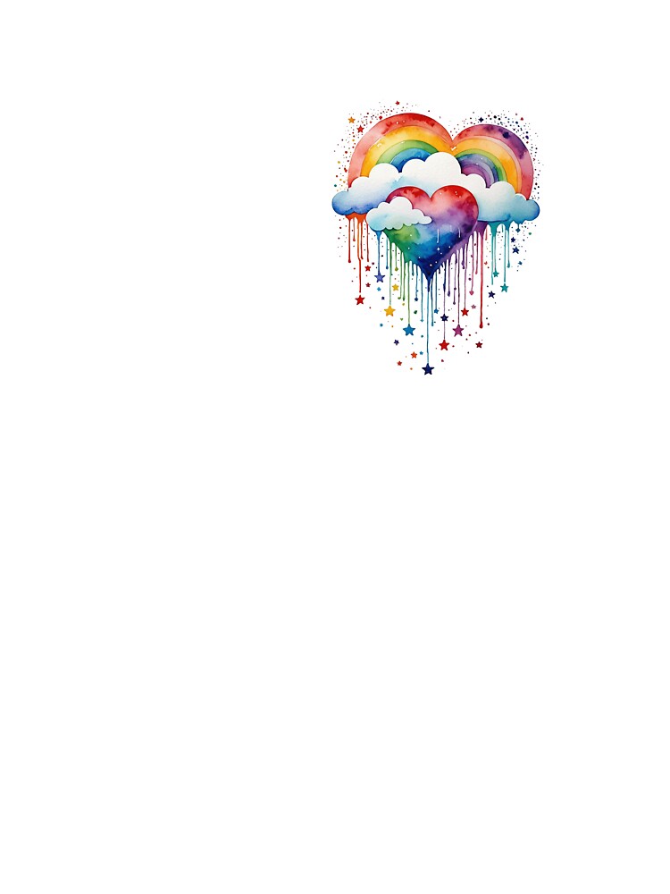 Drippy Rainbow Heart confetti Hug and rainclouds raining stars by Zencookie T-Shirts, Hoodie, Sweatshirt (Image 3)