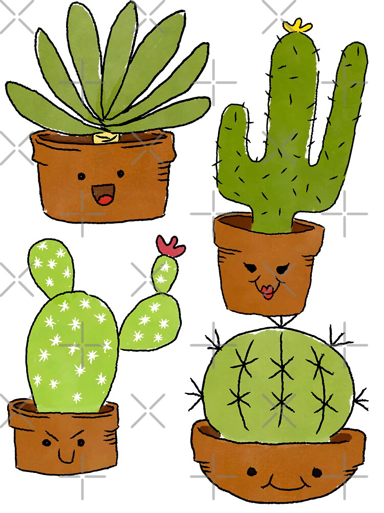 Cute Kawaii Cactus Christmas House Plant Masks, Stickers and Leggings for Plant Mum by Yellow Coffee T-Shirts,... (Image 3)