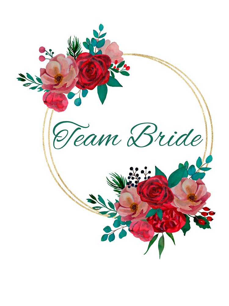 Team Bride Floral Wedding Party T-Shirt by goldenquirk Hoodie, Sweatshirt | BlankRebels.com (Image 3)