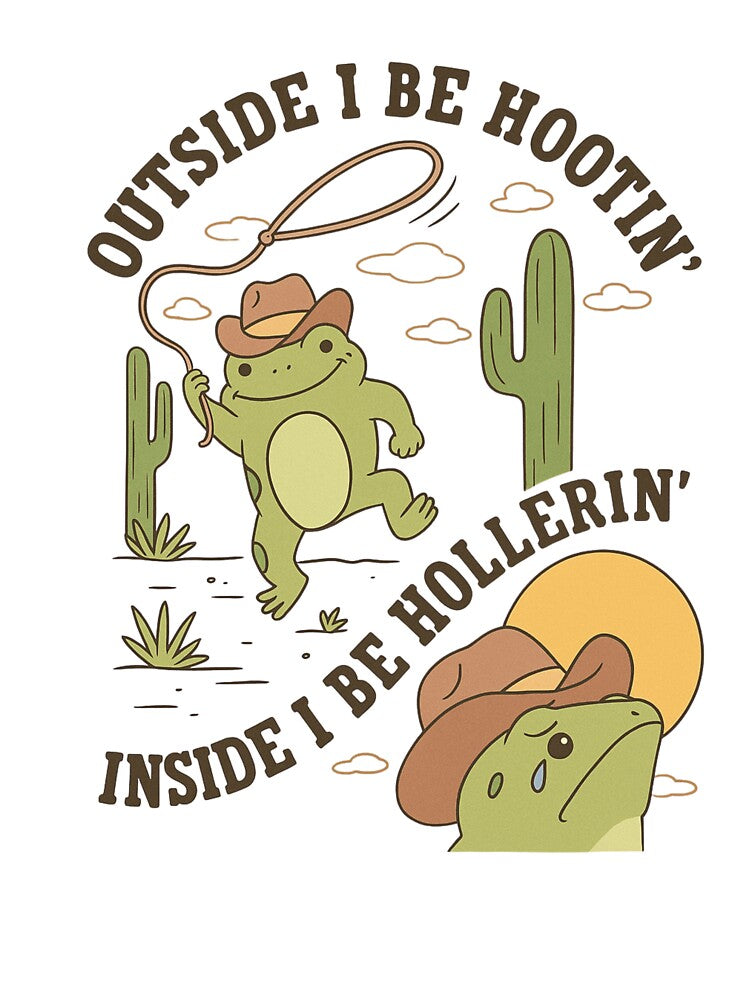 Funny Cowboy Frog – Outside I Be Hootin’ Inside I Be Hollerin’ by haitrieuic96 T-Shirts, Hoodie, Sweatshirt (Image 3)