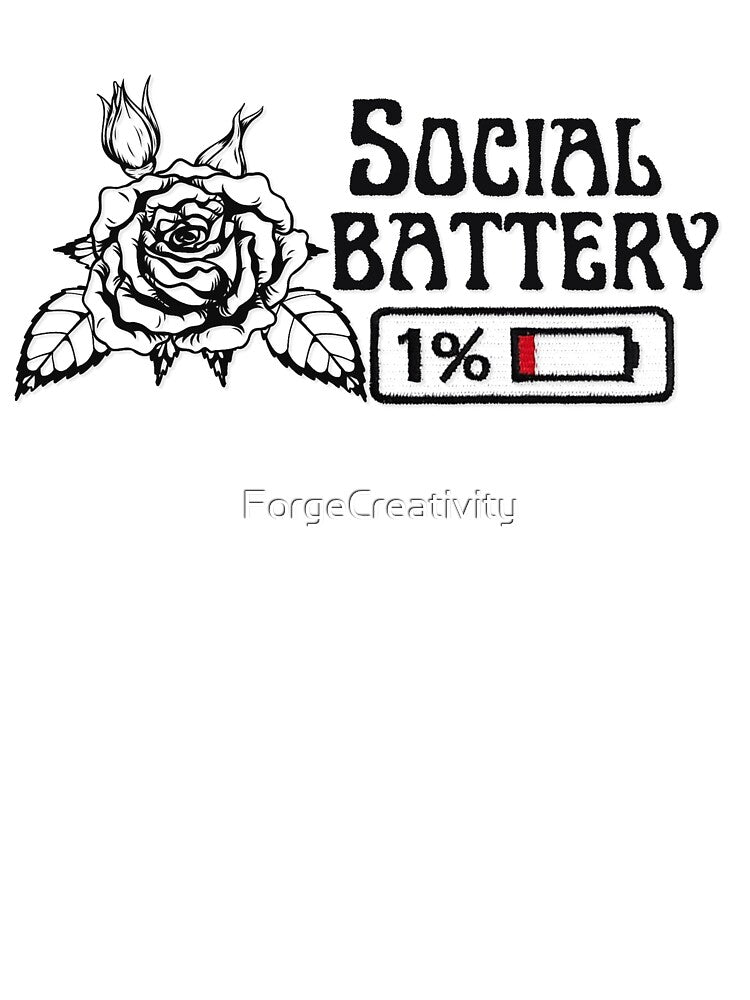 Social Battery 1% – Goth Rose & Dark Humor Sticker by ForgeCreativity T-Shirts, Hoodie, Sweatshirt (Image 3)