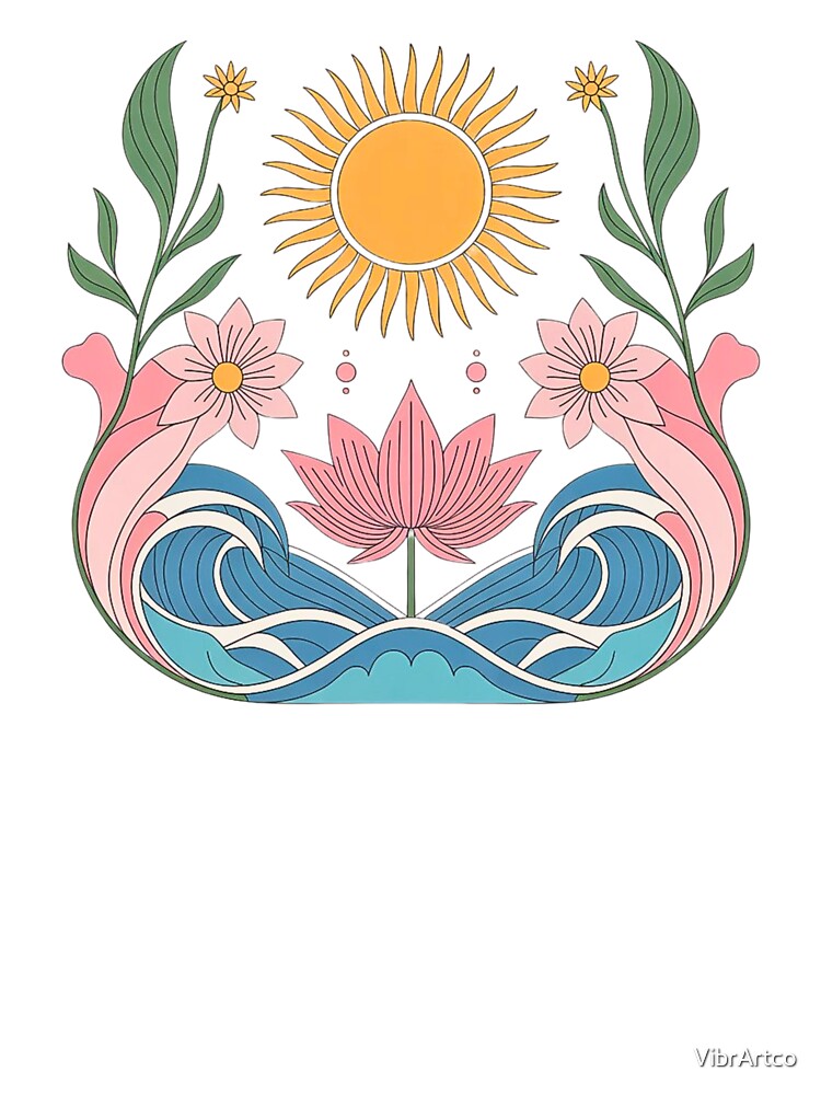 Boho Lotus Ocean Waves by VibrArtco T-Shirts, Hoodie, Sweatshirt | BlankRebels.com (Image 3)