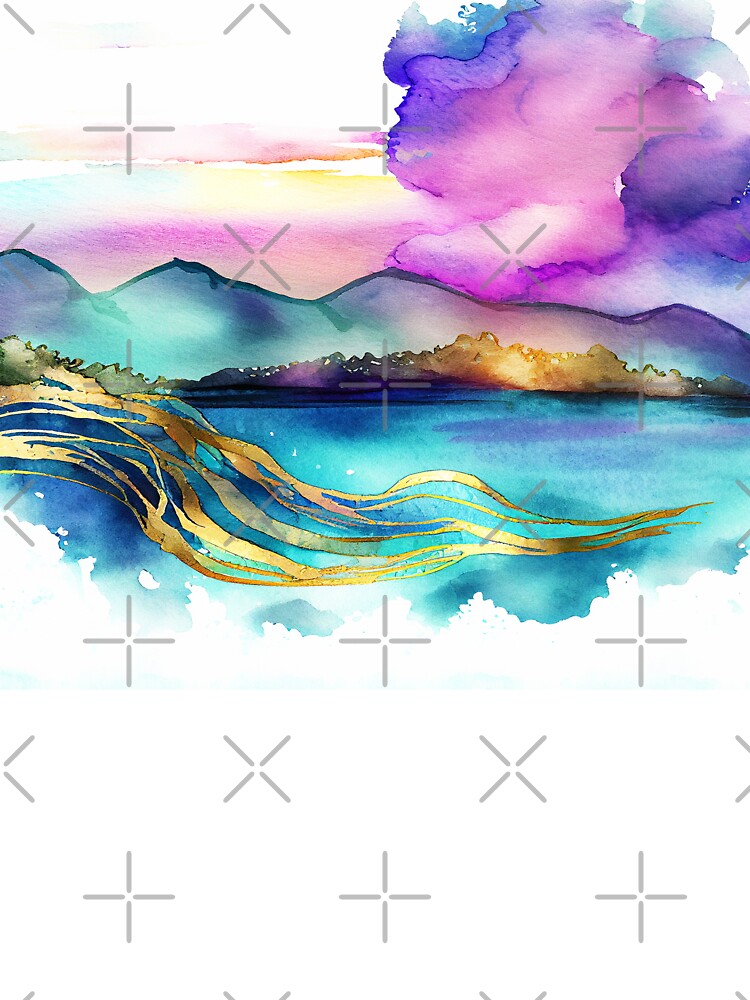 Unforgettable Purple Teal Sunset Painting for Home Decor Digital Print by adlydesigns T-Shirts, Hoodie, Sweatshirt (Image 3)