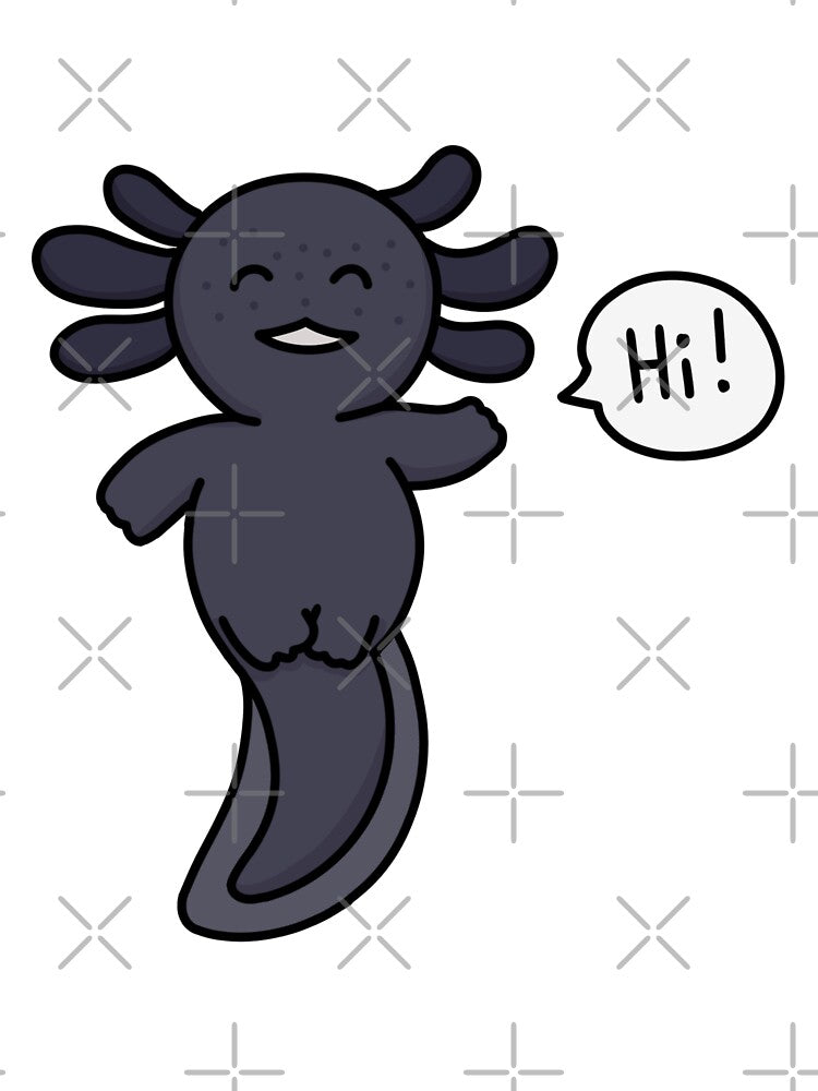 Melanoid axolotl (black axolotl) saying "Hi!" by Lucesco T-Shirts, Hoodie, Sweatshirt | BlankRebels.com (Image 3)