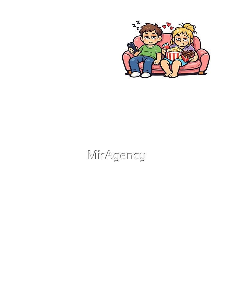 Funny Lazy Couple Valentine – Real Relationship Cartoon Design by MirAgency T-Shirts, Hoodie, Sweatshirt (Image 3)