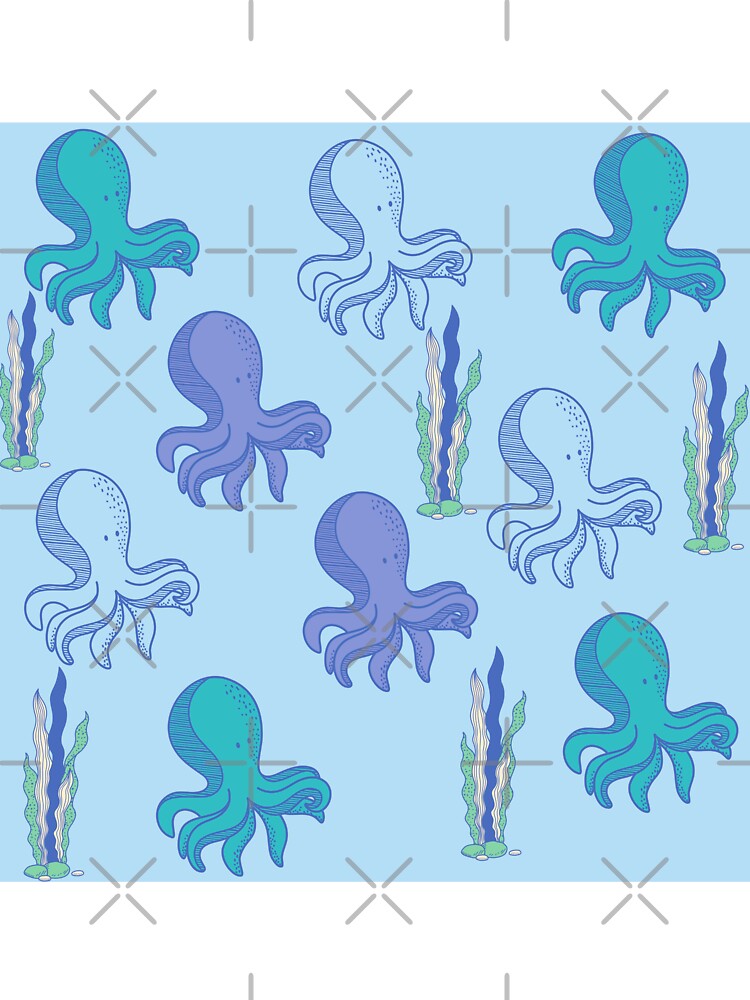 Ocean Bathmat Cute Blue Pattern by mimosadesigns T-Shirts, Hoodie, Sweatshirt | BlankRebels.com (Image 3)