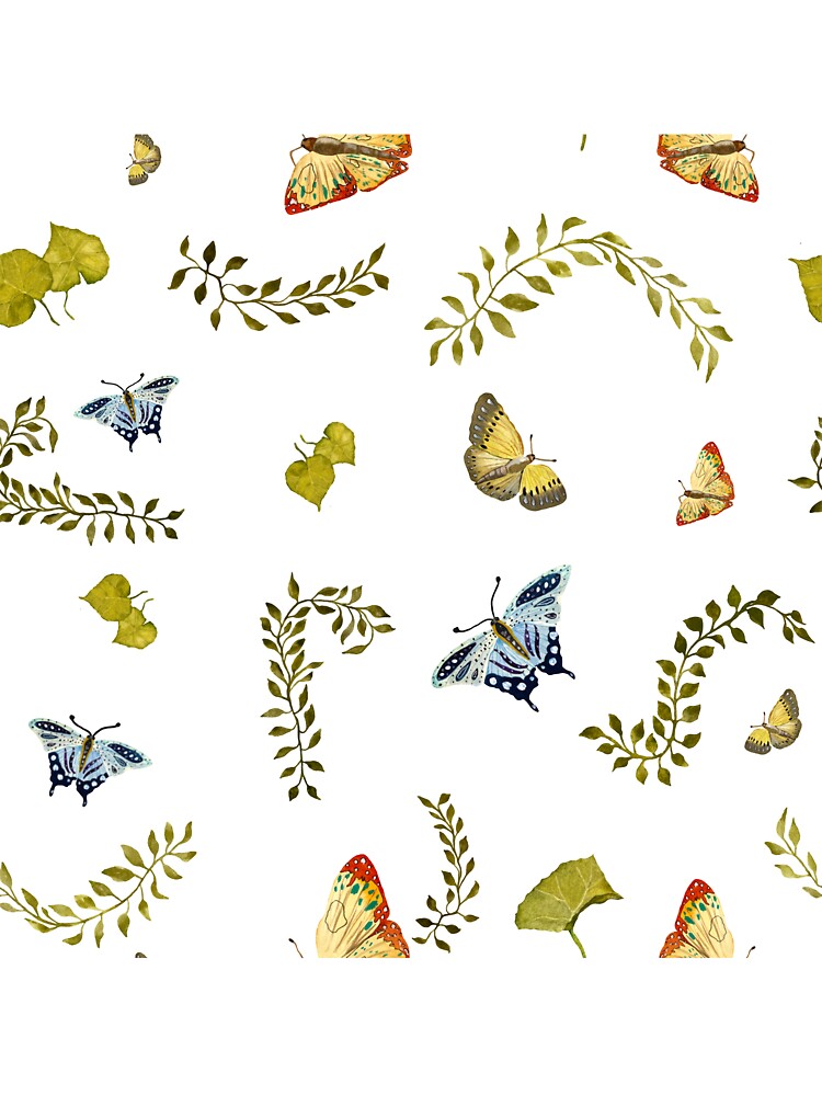 Nature liana butterfly leaf pattern a watercolor by Yana Mustafina | Boho Soulful Designs T-Shirts, Hoodie,... (Image 3)