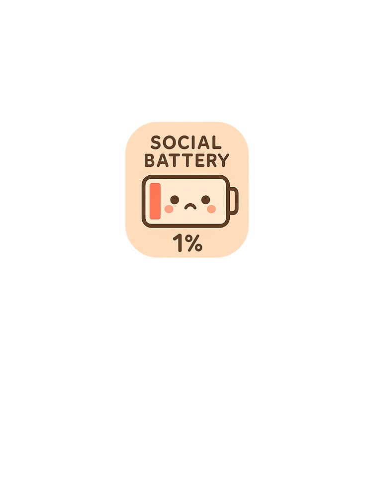 Social Battery 1% Sticker – Introvert Humor Laptop Decal – Quiet Person Mood Gift by StudioGibberish T-Shirts,... (Image 3)