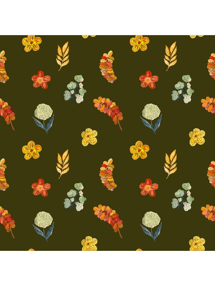 Flower red green orange simple seamless pattern green by Yana Mustafina | Boho Soulful Designs T-Shirts,... (Image 3)