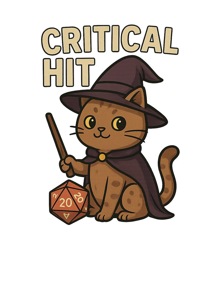 Critical Hit Cat T-Shirt – D20 Dice Wizard Cat For RPG & DnD Fans by PurfectAttitude Hoodie, Sweatshirt (Image 3)