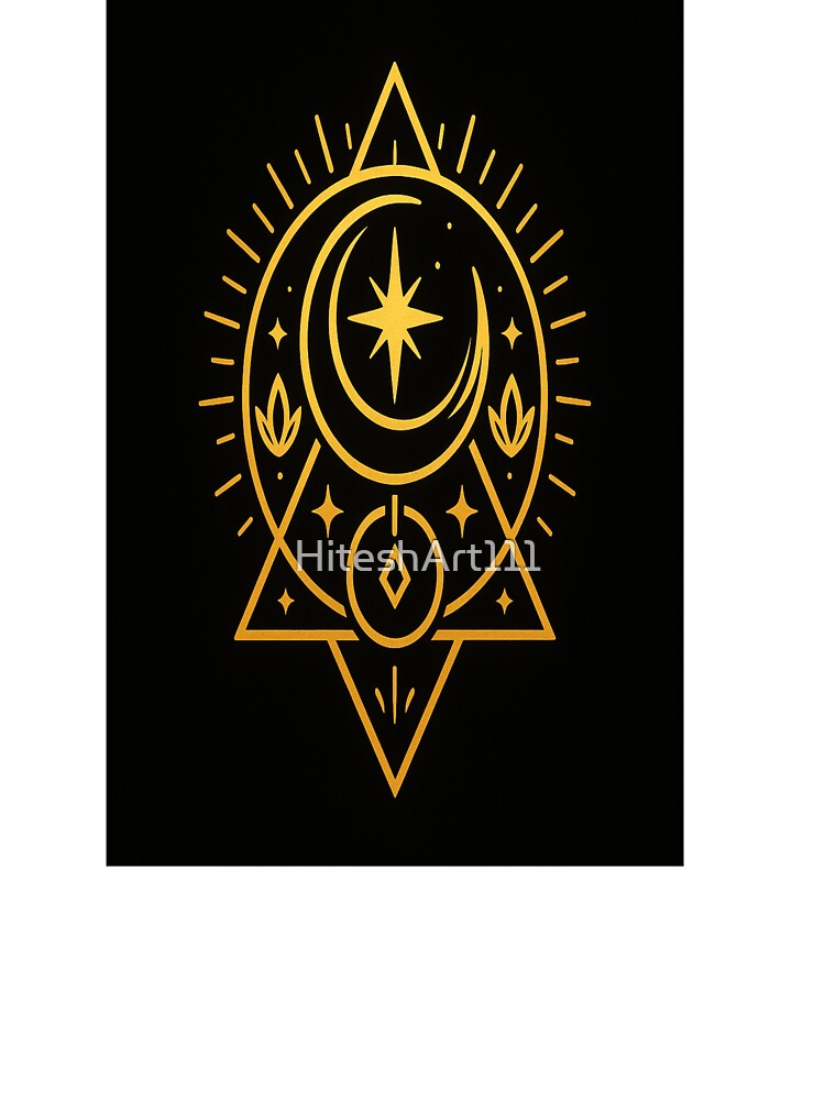 Golden Mystic Moon and Star Symbol by HiteshArt111 T-Shirts, Hoodie, Sweatshirt | BlankRebels.com (Image 3)