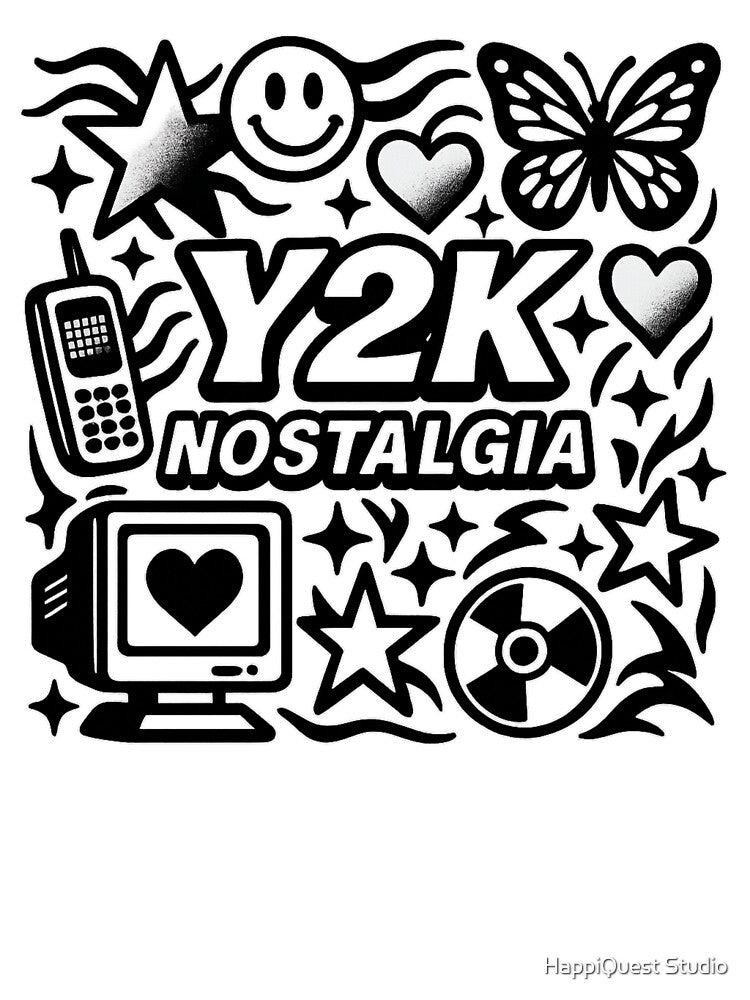Y2K Vibes in Black and White by HappiQuest Studio T-Shirts, Hoodie, Sweatshirt | BlankRebels.com (Image 3)