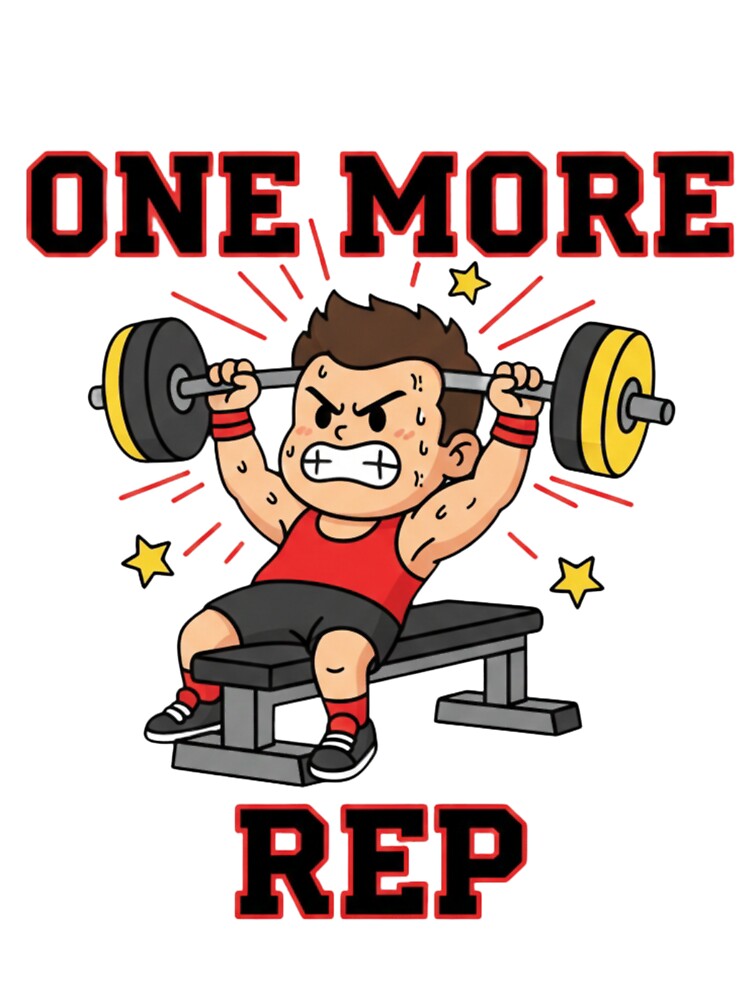 One More Rep Gym Motivation Cartoon | Fitness Workout Illustration for Digital Products by CozyPops T-Shirts,... (Image 3)