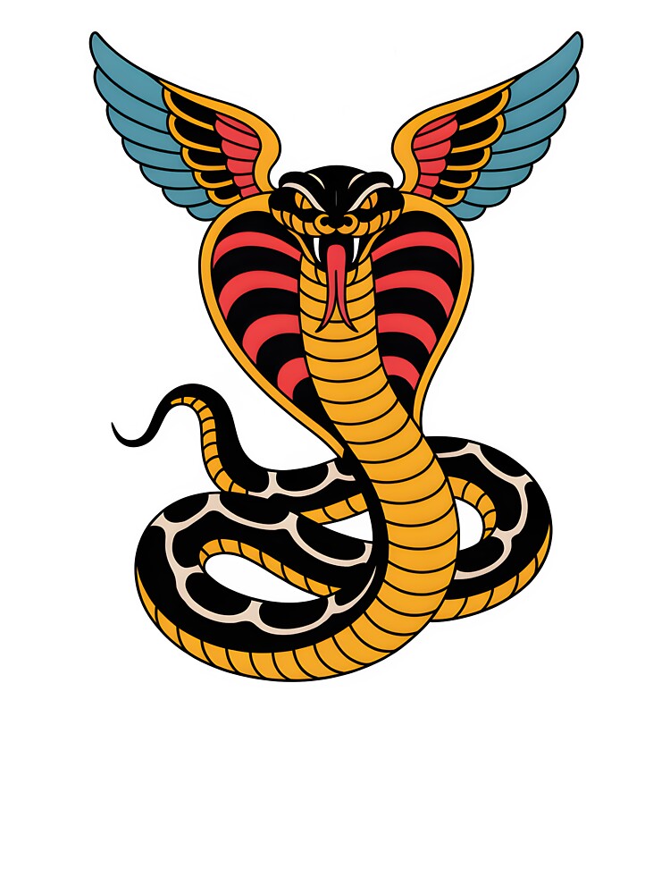 Winged Cobra Snake – Vintage American Traditional Tattoo Flash by Snifferius T-Shirts, Hoodie, Sweatshirt (Image 3)