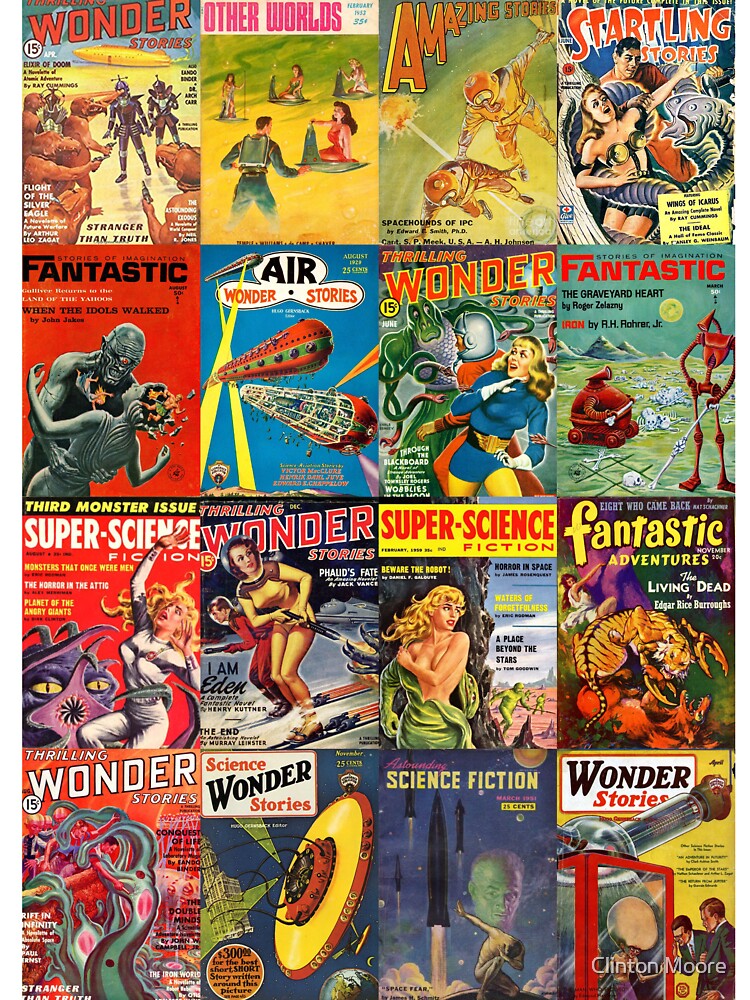 Vintage Sci Fi Pulp Fiction Covers Collage by Clinton Moore T-Shirts, Hoodie, Sweatshirt | BlankRebels.com (Image 3)