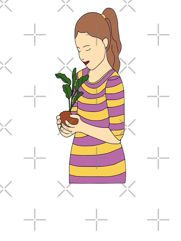 Plant Lover – Minimal Line Art of Girl with Potted Plant by Swati's Digital Den T-Shirts, Hoodie, Sweatshirt (Image 3)