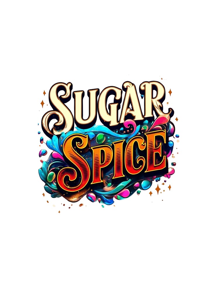 Sugar and Spice – Vibrant Typography Art with Colorful Swirls & Fantasy Aesthetic by IINSPIRA T-Shirts, Hoodie,... (Image 3)