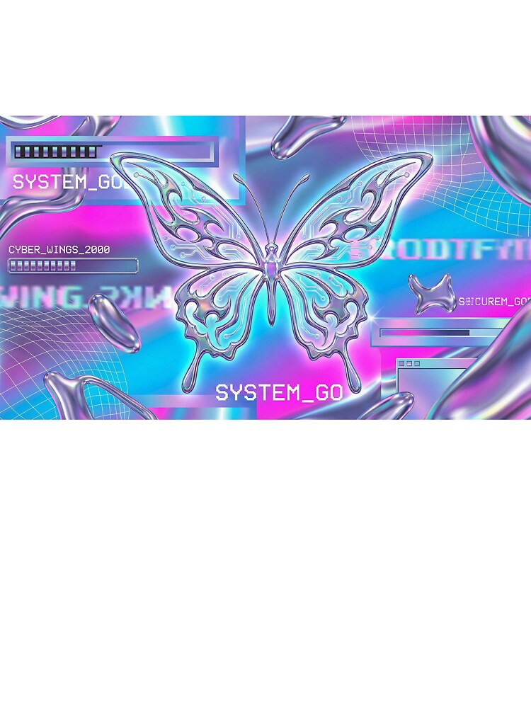 Y2K Cyber Butterfly: Chrome Liquid Metal Aesthetic by AgingeR T-Shirts, Hoodie, Sweatshirt | BlankRebels.com (Image 3)