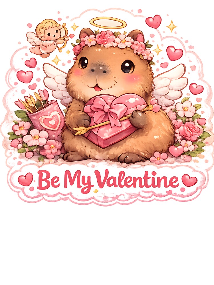 Capybara Cupid with Chocolates and Love by Inkoro T-Shirts, Hoodie, Sweatshirt | BlankRebels.com (Image 3)