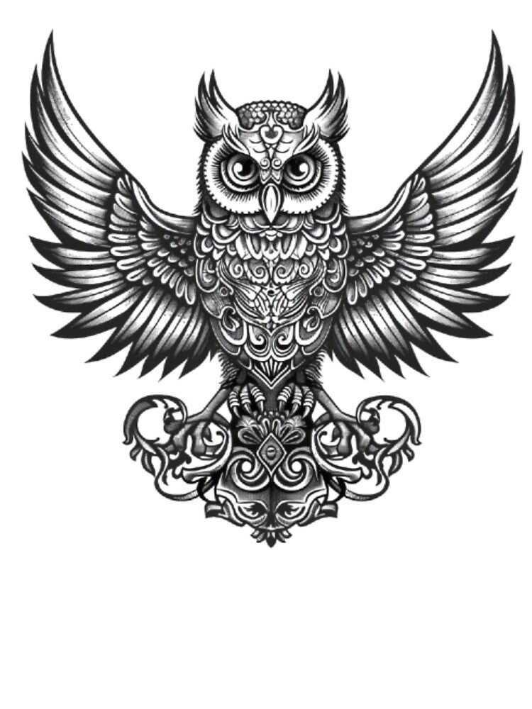 Gothic Owl with Ornamental Wings by AlexLineArt T-Shirts, Hoodie, Sweatshirt | BlankRebels.com (Image 3)