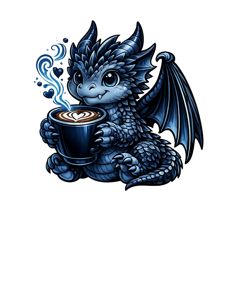 Midnight Blue Dragon Coffee – Cute Coffee Dragon Art by Reminixi T-Shirts, Hoodie, Sweatshirt | BlankRebels.com (Image 3)