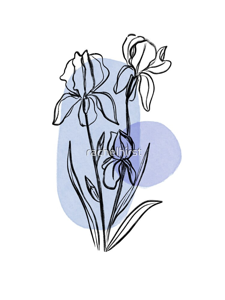 Minimalist Iris - Botanical Drawing with Purple Shapes by rachelhirst T-Shirts, Hoodie, Sweatshirt (Image 3)