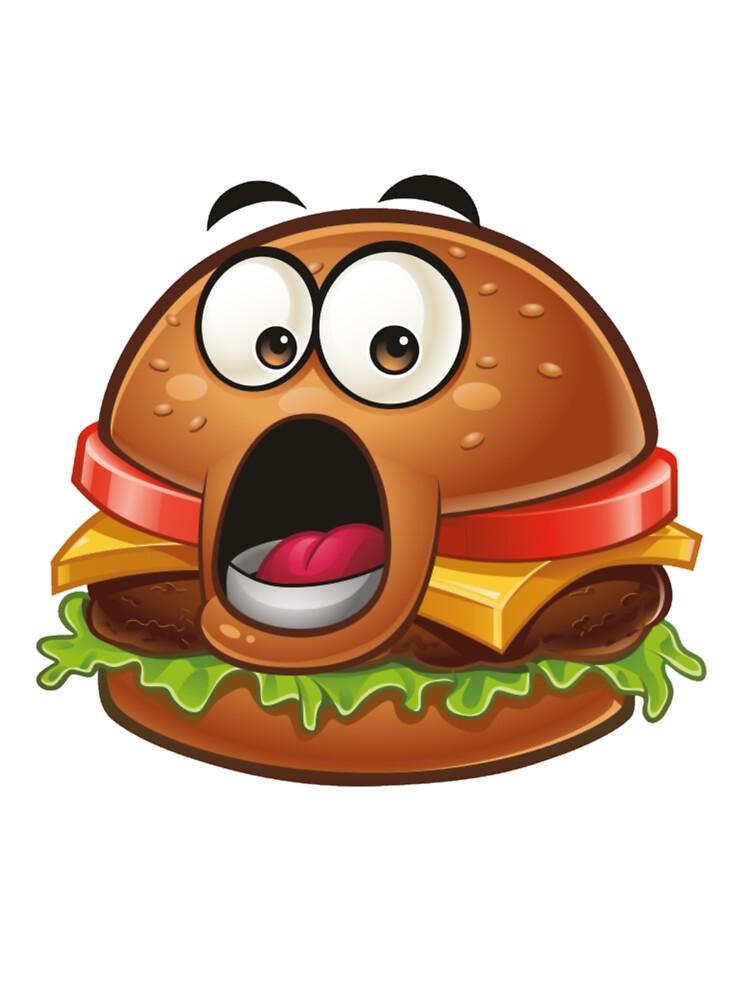 Surprised Cartoon Burger Face – Funny Food Emoji T-Shirts, Hoodie, Sweatshirt