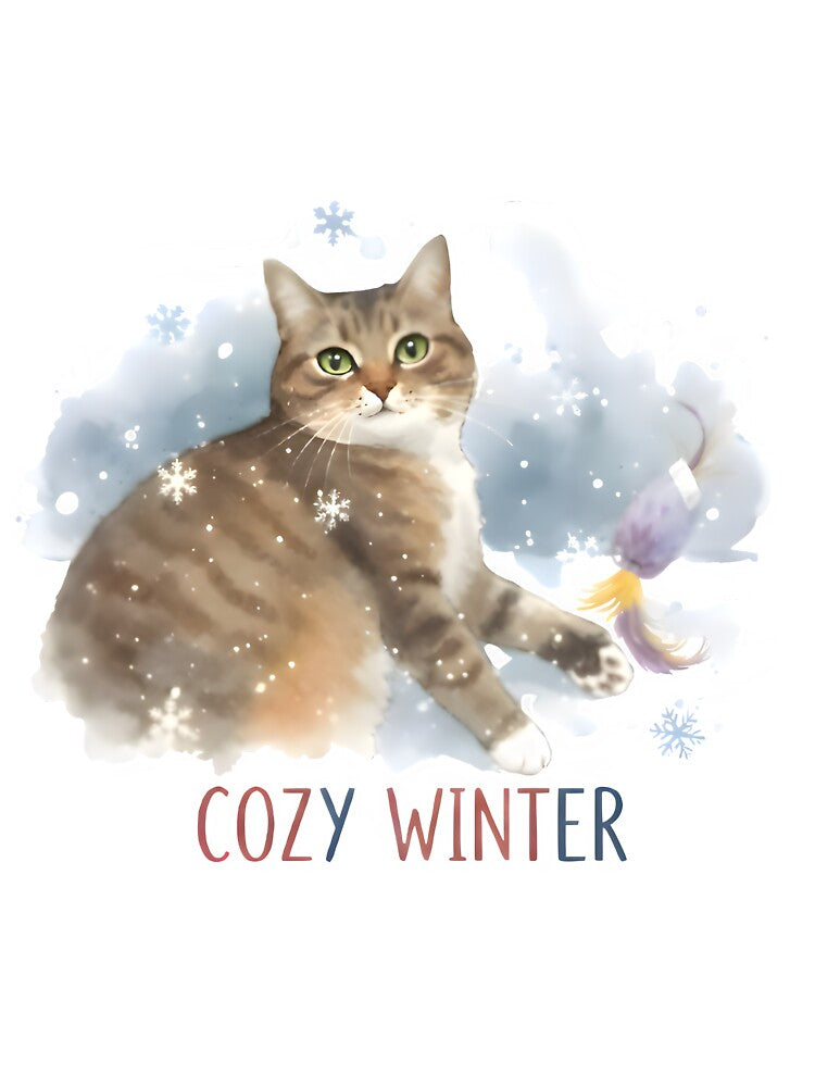 Cozy Winter Cat playing with toy by Easterneyes T-Shirts, Hoodie, Sweatshirt | BlankRebels.com (Image 3)