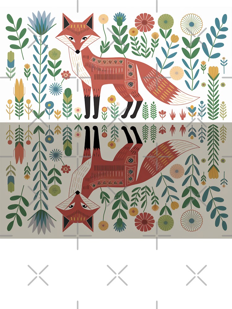 Ethnic Botanical Geometric Fox With Water Reflection by Angie-Atelier T-Shirts, Hoodie, Sweatshirt (Image 3)