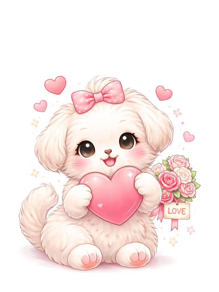 Kawaii Valentine Puppy – Sweet Love Heart by kimkosovo T-Shirts, Hoodie, Sweatshirt | BlankRebels.com (Image 3)