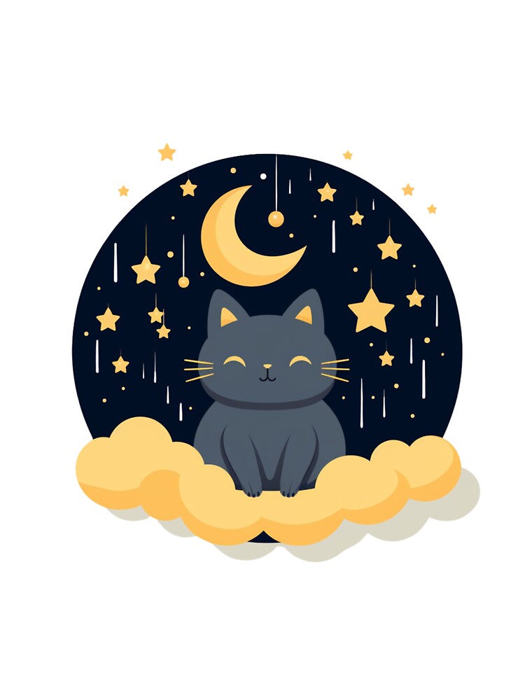 Cute Cat With Moon and Stars Aesthetic Kawaii Sticker by koalatyculture T-Shirts, Hoodie, Sweatshirt (Image 3)