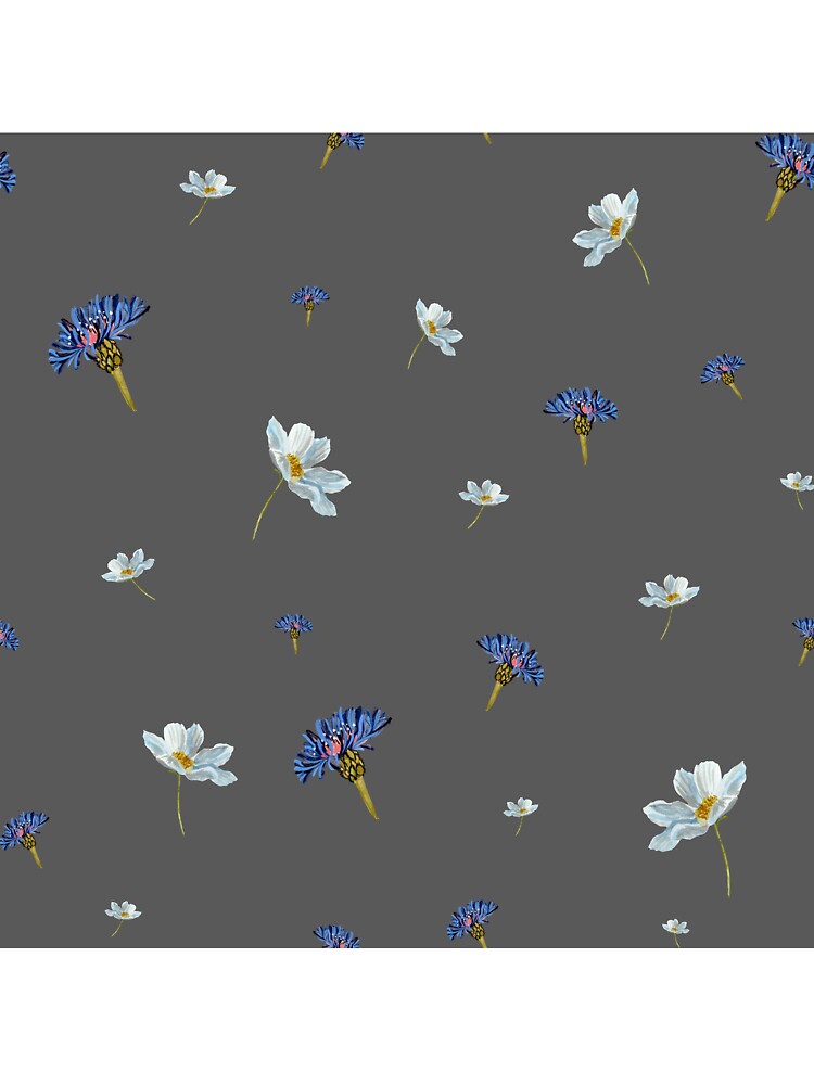Flower Blue Daisy Pattern Seamless Watercolor Grey Yana Mustafina Boho Soulful T-Shirts, Hoodie, Sweatshirt