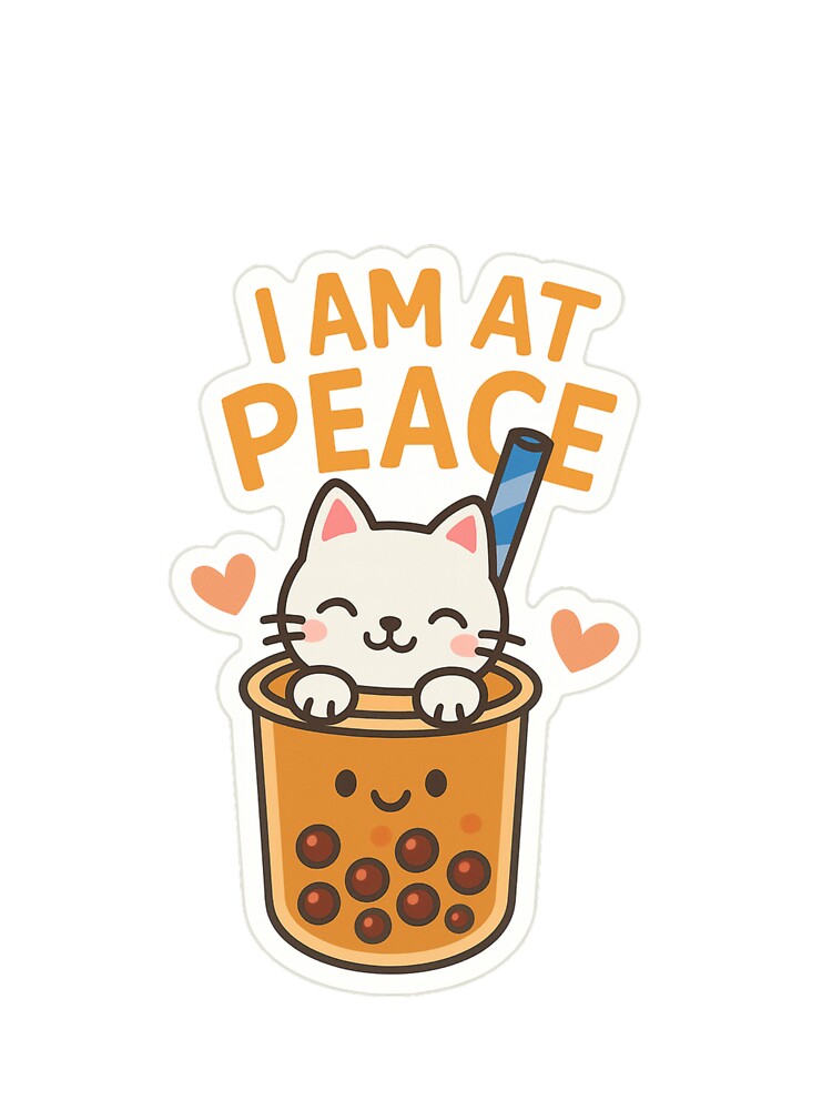 I Am at Peace – Cute Cat in Boba Cup Kawaii Sticker by mirozeliea T-Shirts, Hoodie, Sweatshirt | BlankRebels.com (Image 3)