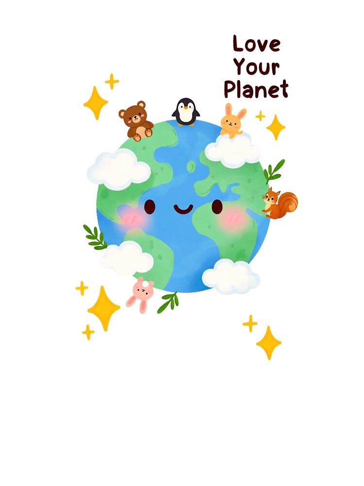 Copy of Cute cartoon design with animals and flowers promoting environmental care and love for the planet by... (Image 3)