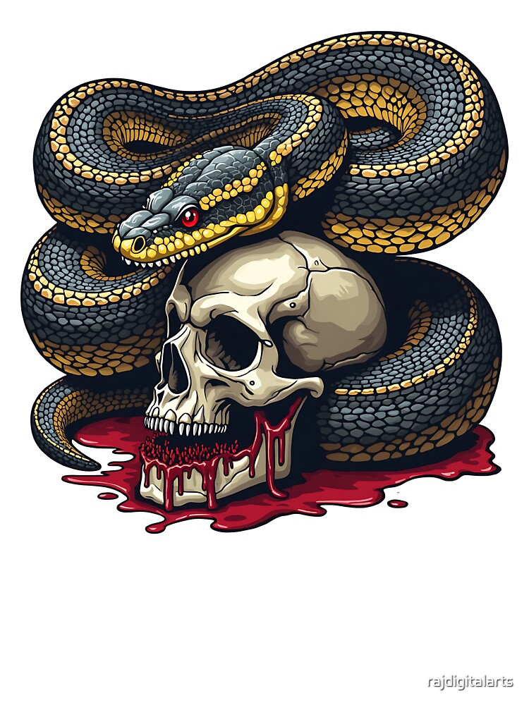 skull & snake by rajdigitalarts T-Shirts, Hoodie, Sweatshirt | BlankRebels.com (Image 3)