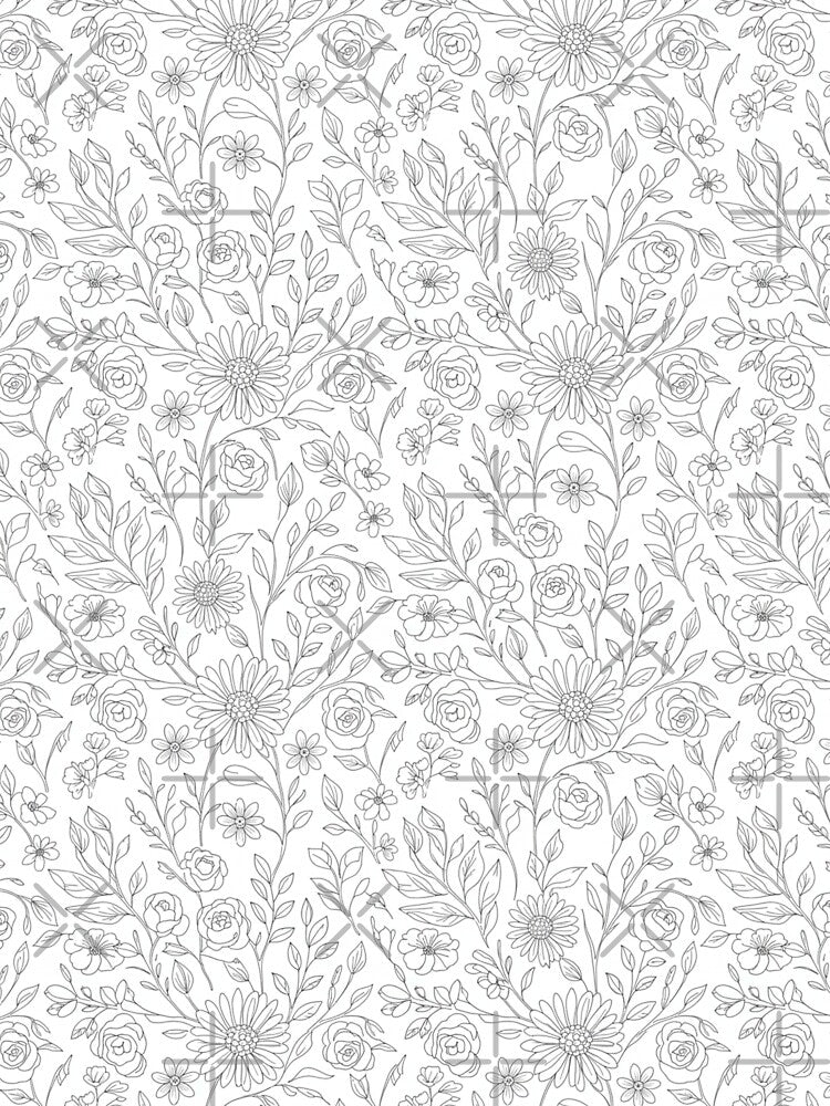 Black and White Floral Seamless Line art Pattern by FashioonTrends T-Shirts, Hoodie, Sweatshirt | BlankRebels.com (Image 3)