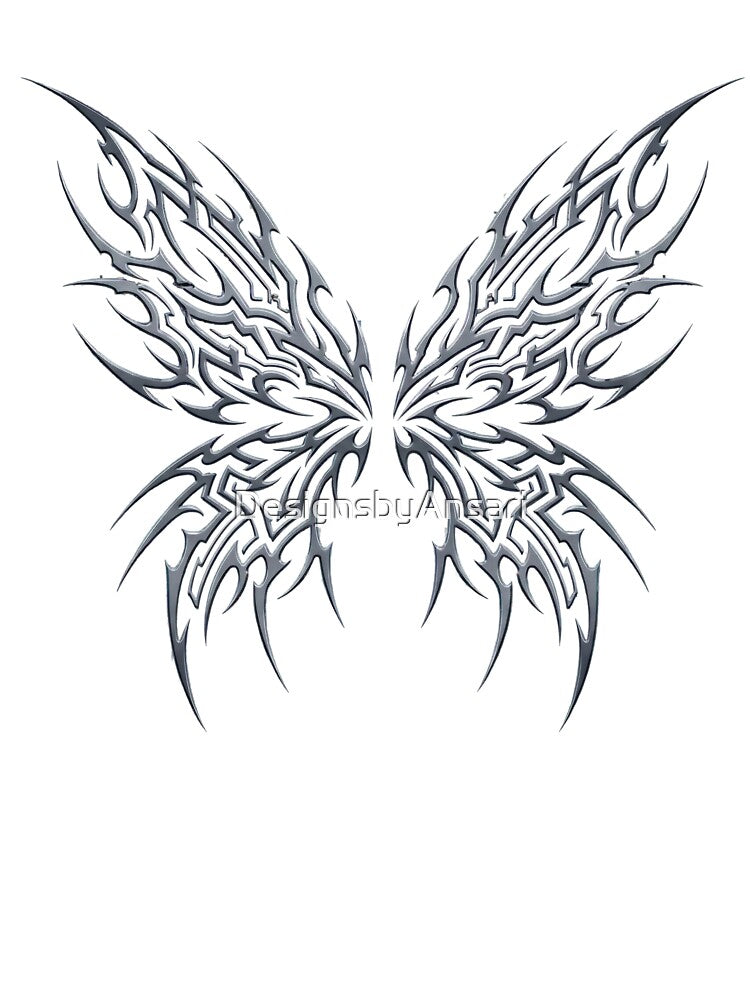 Chrome Cyber Sigilism Tribal Butterfly Tattoo Art by DesignsbyAnsari T-Shirts, Hoodie, Sweatshirt | BlankRebels.com (Image 3)