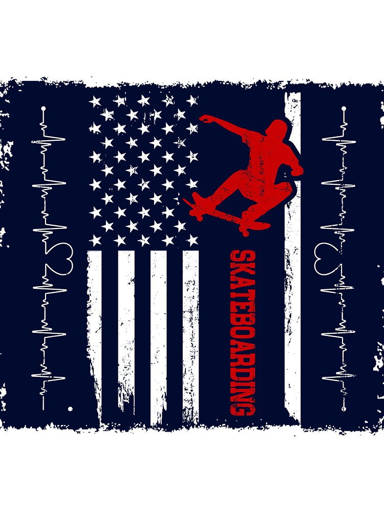 Skateboarding America Flag Blue Retro by LittleFunky79 T-Shirts, Hoodie, Sweatshirt | BlankRebels.com (Image 3)