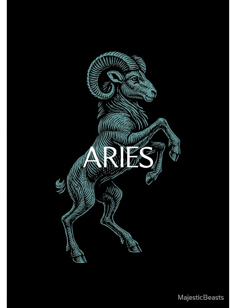 Aries Zodiac – Vintage Ram in Teal on Black by MajesticBeasts T-Shirts, Hoodie, Sweatshirt | BlankRebels.com (Image 3)