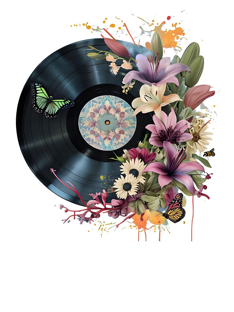 Floral Vinyl Groove - Vintage Music Aesthetic by CoolitCreative T-Shirts, Hoodie, Sweatshirt | BlankRebels.com (Image 3)