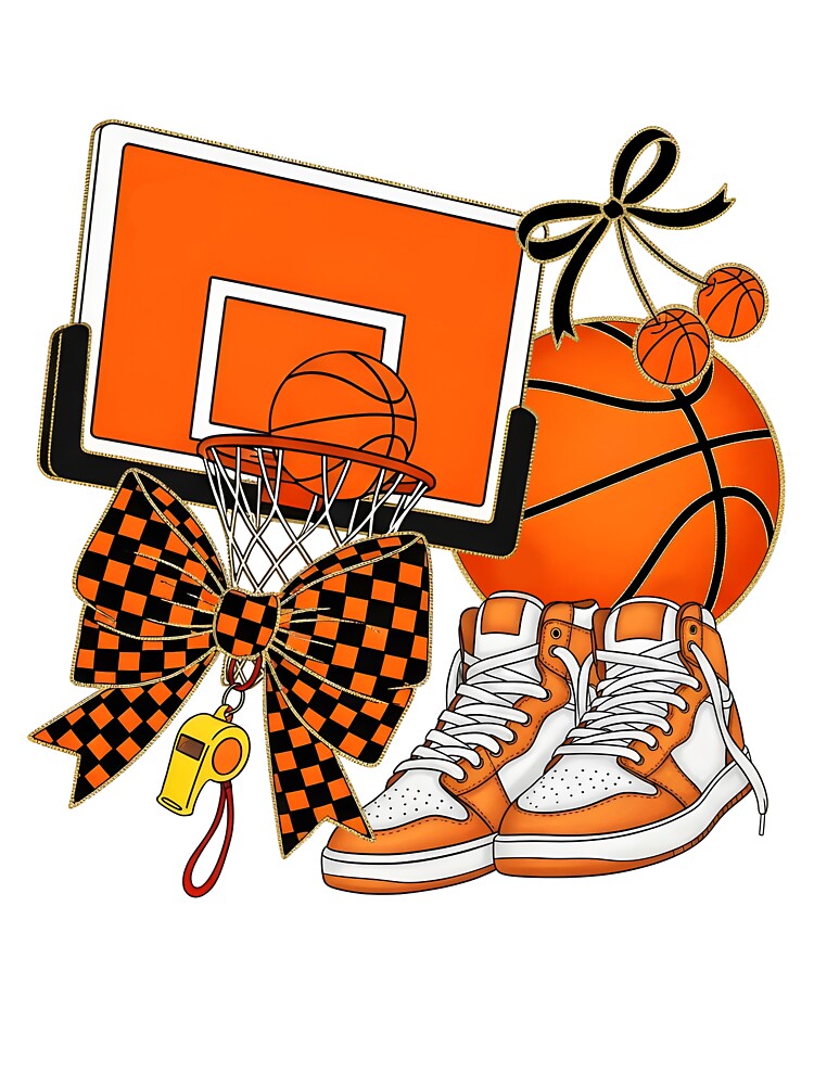 Preppy Basketball Coquette Bow Checkered Basketball by KroghDs T-Shirts, Hoodie, Sweatshirt | BlankRebels.com (Image 3)