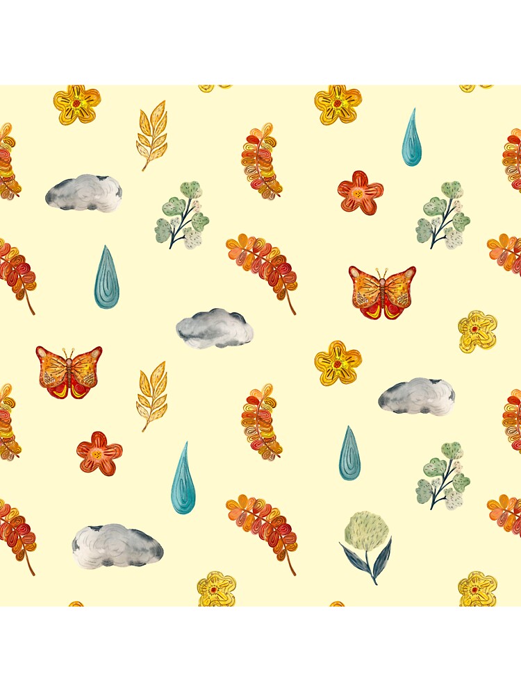 Flower butterfly drop cloud textured cute pattern beige by Yana Mustafina | Boho Soulful Designs T-Shirts,... (Image 3)