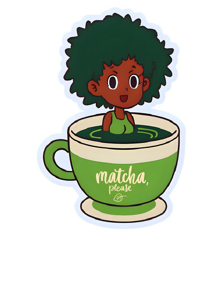Matcha Please – Black Girl in Matcha Cup with Green Afro by OsasChild T-Shirts, Hoodie, Sweatshirt (Image 3)