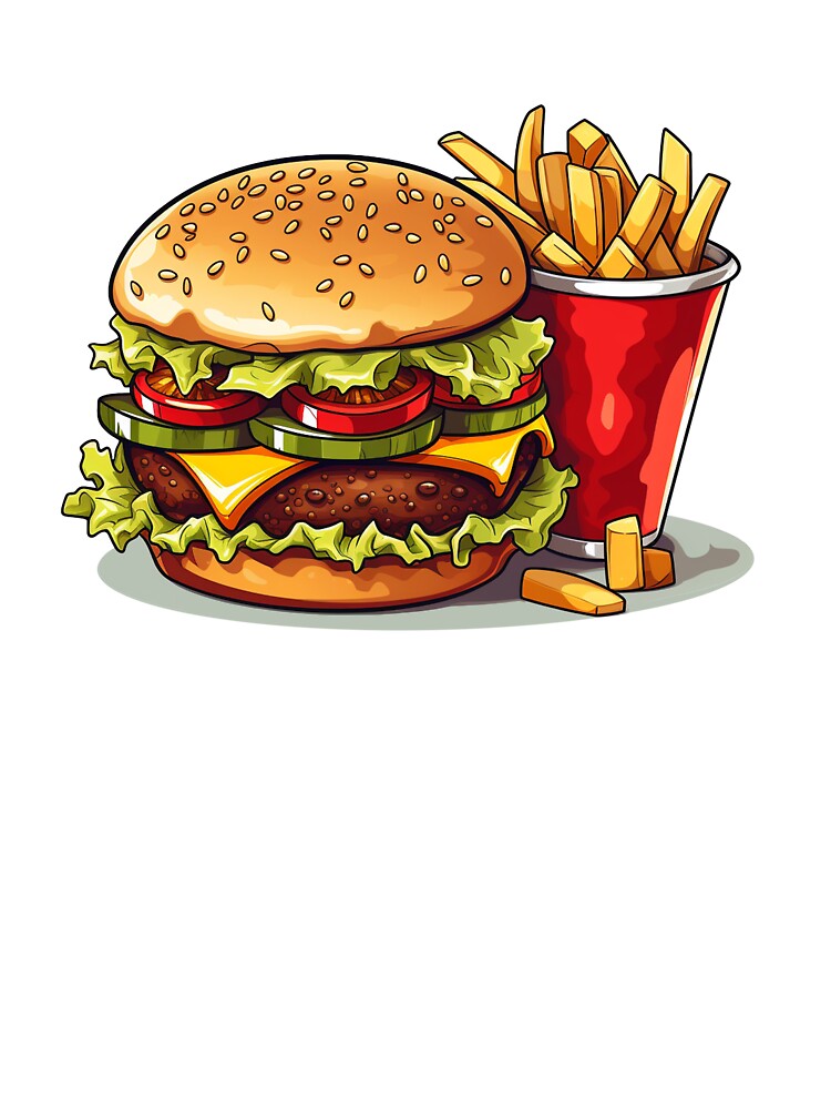 Burger and fries with lettuce, cheese and tomatoes and a burger patty by bbudde T-Shirts, Hoodie, Sweatshirt (Image 3)