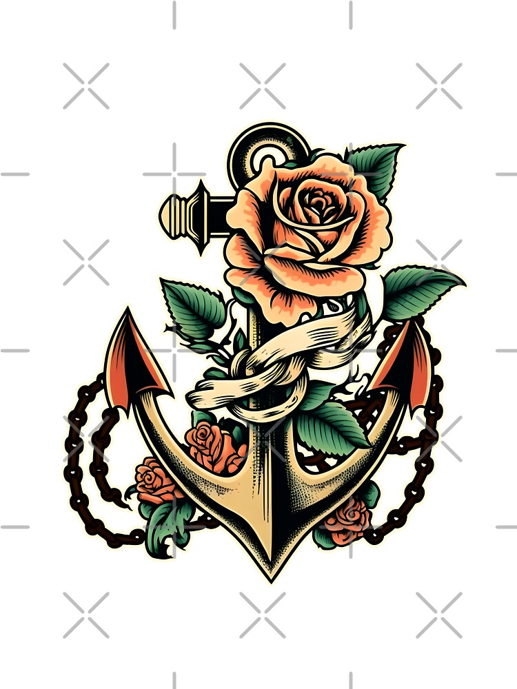 Anchor with Rose old school tattoo by urban-warriors T-Shirts, Hoodie, Sweatshirt | BlankRebels.com (Image 3)