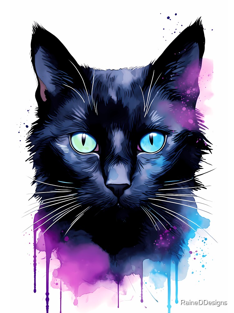 Black Cat Watercolor Art by RaineDDesigns T-Shirts, Hoodie, Sweatshirt | BlankRebels.com (Image 3)