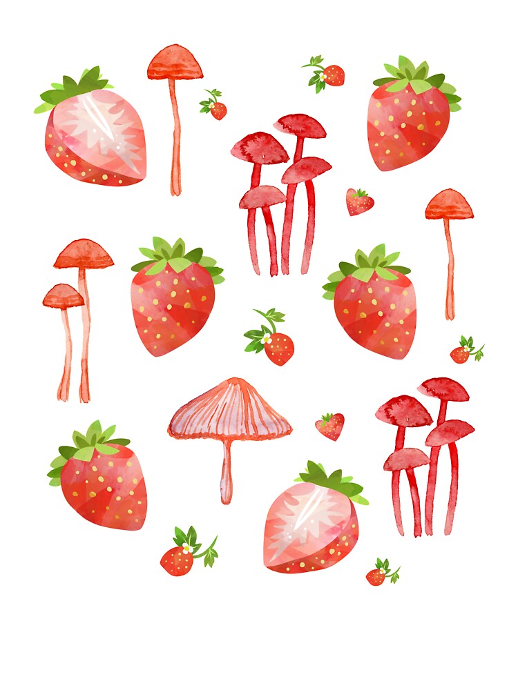 Cottagecore Mushrooms and Strawberry Funny E-girl Cute Mushroom Aesthetic by RainbowPandas T-Shirts, Hoodie,... (Image 3)