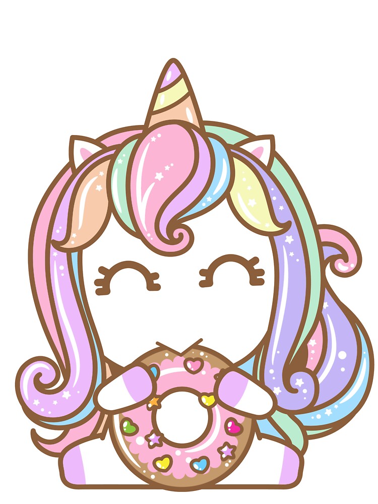 Kawaii Unicorn Rainbow Eating Donut by Simplyy  Unique T-Shirts, Hoodie, Sweatshirt | BlankRebels.com (Image 3)