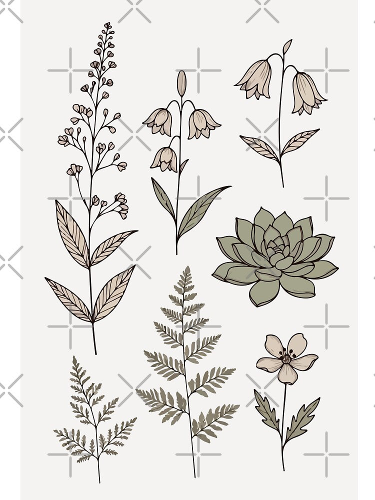 Minimalist Botanical Line Art Wildflowers & Ferns by stylishdzign T-Shirts, Hoodie, Sweatshirt | BlankRebels.com (Image 3)